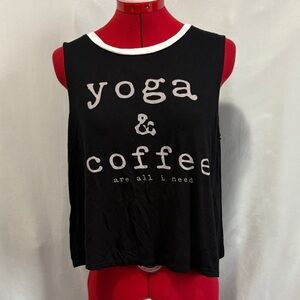 Chic Black Yoga & Coffee Tank Top MM245